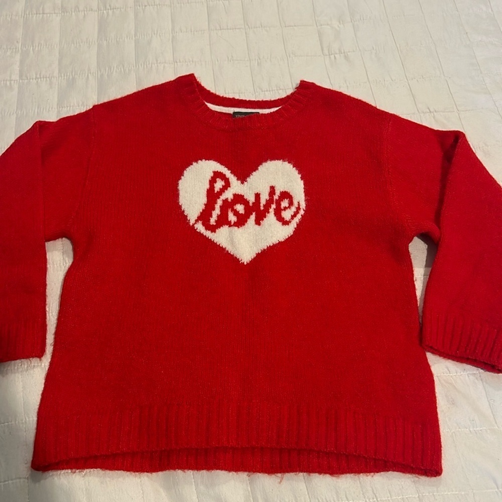 Vince Camuto Girls Red Heart Valentine Sweater Sz XS 4/5 Soft Comfy